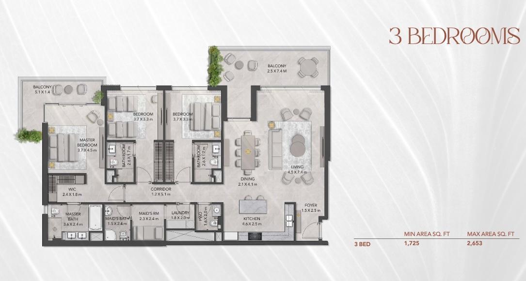 3 bedrooms